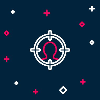 Çizgi başı avlanma simgesi mavi arkaplanda izole edildi. İş hedefi ya da İstihdam tabelası. İş için insan kaynakları ve adam toplama. Renkli taslak konsepti. Vektör