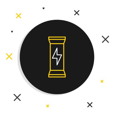 Line Sports 'un vücut geliştirme protein enerji içeceği ve beyaz arka planda izole edilmiş yiyecek ikonu. Renkli taslak konsepti. Vektör