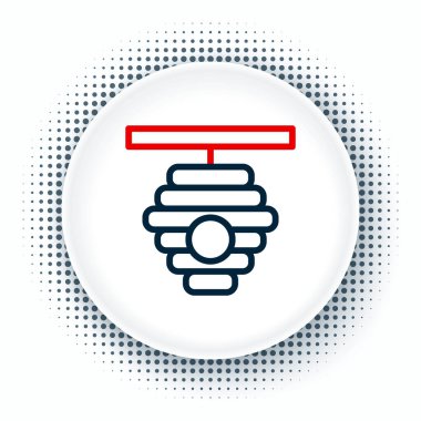 Beyaz arka planda izole edilmiş arılar için Kovan hattı. Arı kovanı sembolü. Apiary ve arı yetiştiriciliği. Tatlı doğal yemek. Renkli taslak konsepti. Vektör