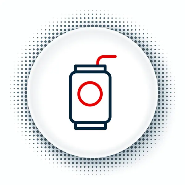 Line Getränkedose Mit Trinkhalm Symbol Isoliert Auf Weißem Hintergrund Buntes — Stockvektor