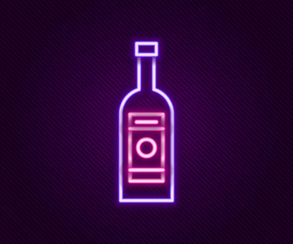 Brillante Línea Neón Botella Vidrio Vodka Icono Aislado Sobre Fondo — Archivo Imágenes Vectoriales