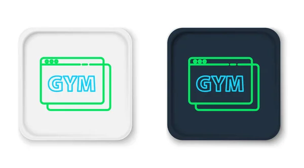 Line Online Fitness Training Icon Isolated White Background Colorful Outline — Stock Vector