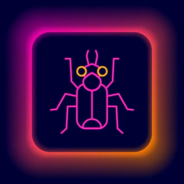 Gloeiende Neon Lijn Kever Bug Pictogram Geïsoleerd Zwarte Achtergrond Kleurrijk — Stockvector