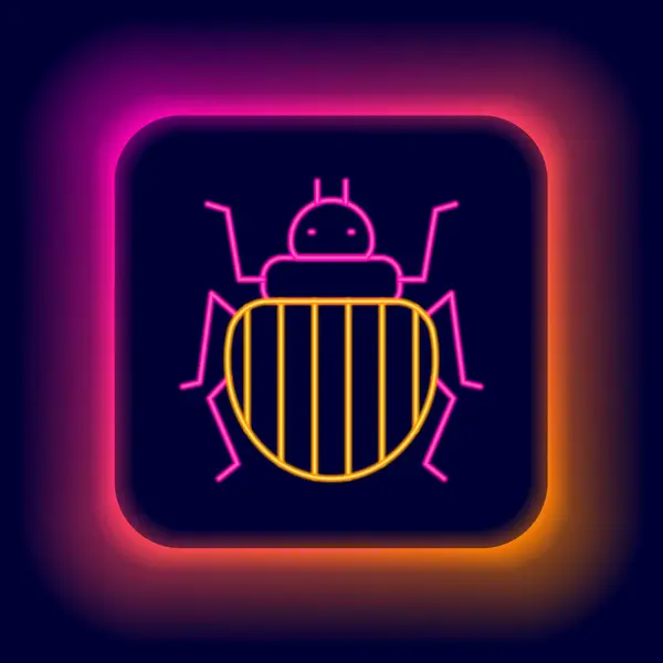 Glowing Neon Line Colorado Beetle Icon Isolated Black Background Colorful — Stock Vector