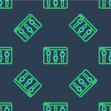 Satır Tarayıcı ayarı simgesi mavi arkaplanda izole edilmiş pürüzsüz desen. Ayarlama, servis, bakım, onarım, onarım. Vektör