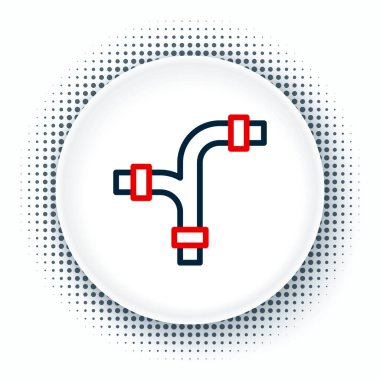 Çizgi Endüstrisi metalik boru ikonu beyaz arka planda izole edildi. Tesisat boru hattının farklı şekillerde parçaları. Renkli taslak konsepti. Vektör