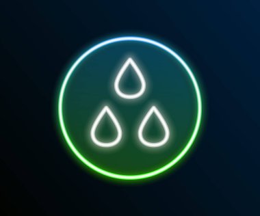 Parlayan neon hattı kara zemin üzerinde su damlası simgesi izole edildi. Renkli taslak konsepti. Vektör