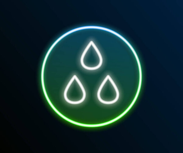 Glowing neon line Water drop icon isolated on black background. Colorful outline concept. Vector