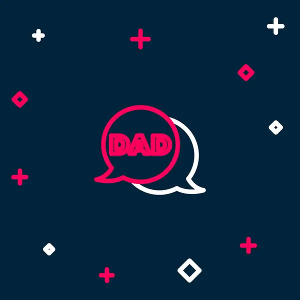 Line Speech Bubble Dad Icon Terisolasi Pada Latar Belakang Biru - Stok Vektor