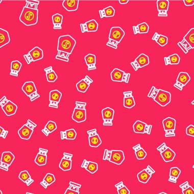 Çizgili Çin kağıt fener ikonu kırmızı arka planda izole edilmiş pürüzsüz desen. Vektör