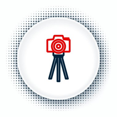 Çizgi fotoğraf makinesi simgesi beyaz arkaplanda izole edildi. Foto kamera. Dijital fotoğrafçılık. Renkli taslak konsepti. Vektör