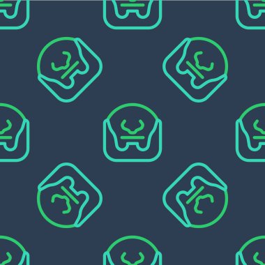 Çizgili Bıyık ve Sakal ikonu mavi arka planda kusursuz desen izole etti. Berber dükkanı sembolü. Yüz kılı stili. Vektör