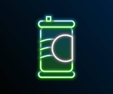 Parlayan neon hattı Soda kutusu simgesi siyah arkaplanda izole edildi. Renkli taslak konsepti. Vektör