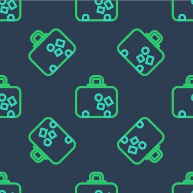 Seyahat simgesi için bavul mavi arkaplanda izole edilmiş pürüzsüz desen. Seyahat bagaj tabelası. Seyahat bagaj ikonu. Vektör