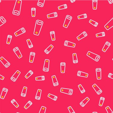 Çizgi Şişe Açıcı simgesi kırmızı arkaplanda izole edilmiş pürüzsüz desen. Vektör