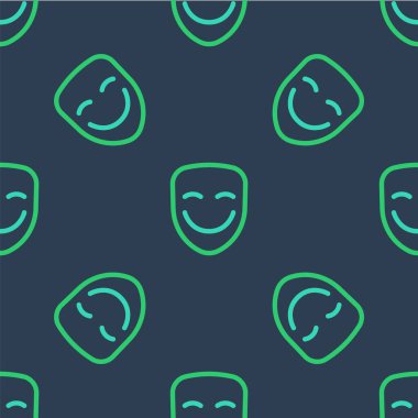 Çizgi Komedi Maskesi ikonu mavi arka planda kusursuz desen izole etti. Vektör