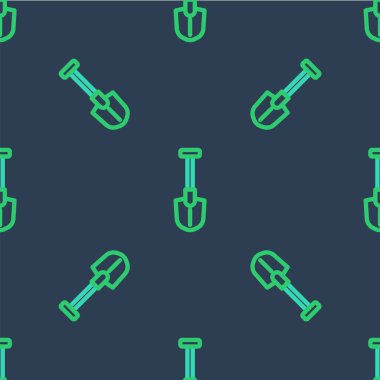 Çizgi Ateş kürek ikonu mavi arka planda izole edilmiş pürüzsüz desen. Yangın koruma ekipmanları. İtfaiyeciler için ekipman. Vektör