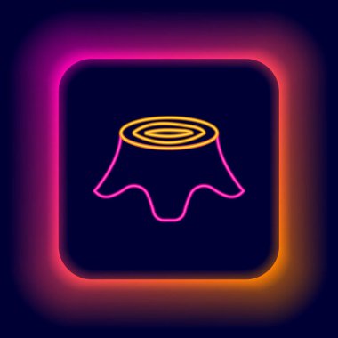 Parlayan neon hattı ağaç kütüğü simgesi siyah arkaplanda izole edildi. Renkli taslak konsepti. Vektör