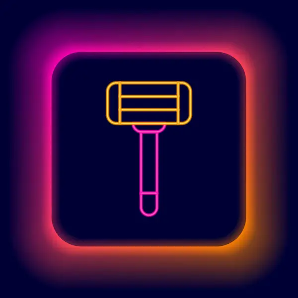Glowing Neon Line Shaving Razor Icon Isolated Black Background Colorful — Stock Vector