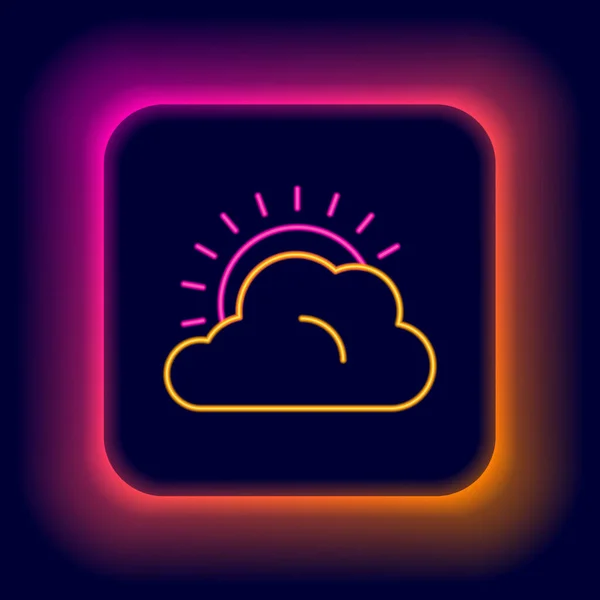 Brillante Línea Neón Sol Nube Icono Del Tiempo Aislado Sobre — Vector de stock