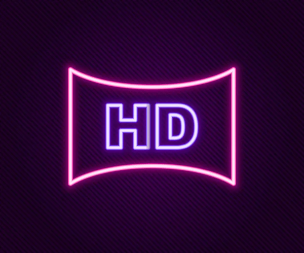 发光的霓虹灯线Hd电影 帧图标隔离在黑色背景 五彩缤纷的概念 — 图库矢量图片