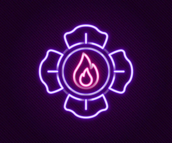 Gloeiende Neon Lijn Brandweerpictogram Geïsoleerd Zwarte Achtergrond Kleurrijk Concept Vector — Stockvector