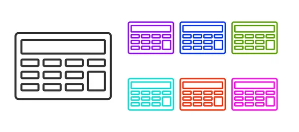 Icono Calculadora Línea Negra Aislado Sobre Fondo Blanco Símbolo Contable — Archivo Imágenes Vectoriales