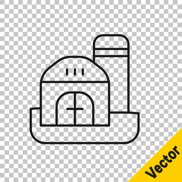 Черная Линия Дом Фермы Значок Изолирован Прозрачном Фоне Вектор — стоковый вектор