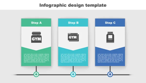 Set Nutrición Deportiva Fitness Online Entrenamiento Plantilla Infografía Empresarial Vector — Archivo Imágenes Vectoriales