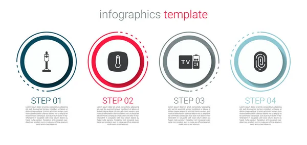 Set Aspirador Termostato Receptor Multimedia Caja Huella Dactilar Plantilla Infografía — Vector de stock