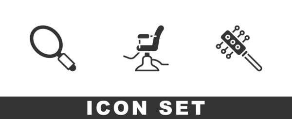 Set Miroir Main Chaise Salon Coiffure Icône Brosse Cheveux Vecteur — Image vectorielle