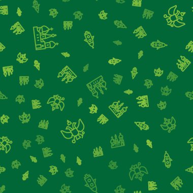 Saint Basil Katedrali 'ni, Rusya' nın ulusal amblemini ve Roket gemisini pürüzsüz bir düzene sokun. Vektör