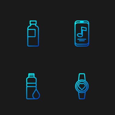 Çizgi Smartwatch, fitness karıştırıcı ve müzik çalar. Renk simgeleri. Vektör