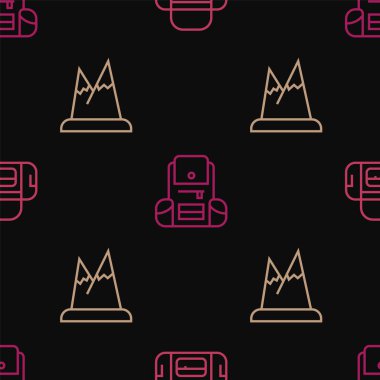 Sırt çantası, Dağlar ve Yürüyüş sırt çantalarını pürüzsüz bir şekilde yerleştirin. Vektör