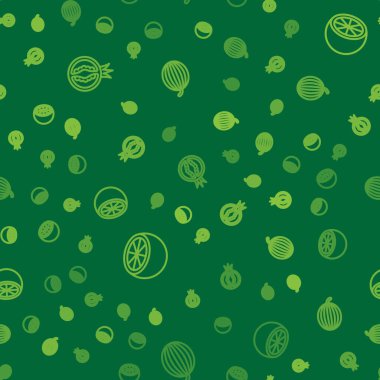 Domates, portakal meyvesi ve karpuz desensiz dizilsin. Vektör