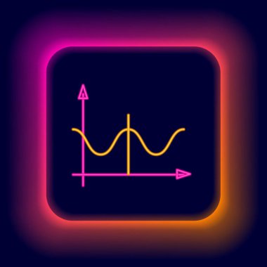 Parlak neon çizgisi Grafik, çizelge, grafik, diyagram, bilgi grafiği, turta grafik simgesi siyah arkaplanda izole edildi. Renkli taslak konsepti. Vektör