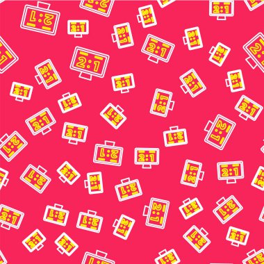 Line Sport mekanik skorbordu ve sonuç simgesi kırmızı arkaplanda izole edilmiş pürüzsüz desen. Vektör