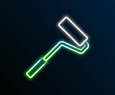 Parlak neon çizgisi boya fırçası simgesi siyah arkaplanda izole edildi. Renkli taslak konsepti. Vektör