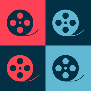 Pop Art Film makarası ikonu renk arkaplanında izole edilmiş. Vektör