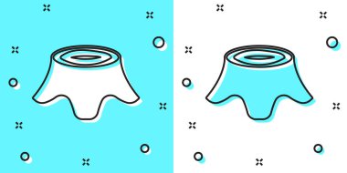 Yeşil ve beyaz arkaplanda siyah çizgi ağaç gövdesi simgesi izole edildi. Rastgele dinamik şekiller. Vektör