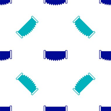 Mavi iki elli testere ikonu beyaz arka planda izole edilmiş pürüzsüz desen. Vektör