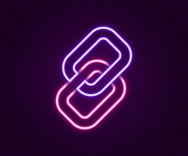 Gloeiende Neon Lijn Chain Link Pictogram Geïsoleerd Zwarte Achtergrond Link — Stockvector