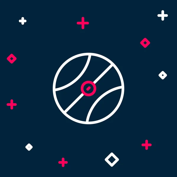 Linie Basketball Ball Symbol Isoliert Auf Blauem Hintergrund Sport Symbol — Stockvektor