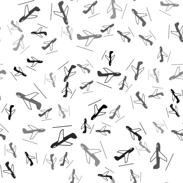 Siyah Uçak kalkış ikonu beyaz arka planda izole edilmiş pürüzsüz desen. Uçak taşıma sembolü. Vektör