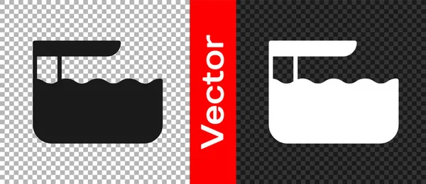 透明背景に隔離されたブラックダイビングボードまたはスプリングボードアイコン ベクトル — ストックベクタ