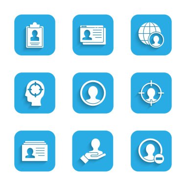 Hesap ekranı oluştur, Arama görevlileri için El, Kafa avcılığı, Özgeçmiş, Küre ve Pano 'yu özet simgesiyle oluştur. Vektör