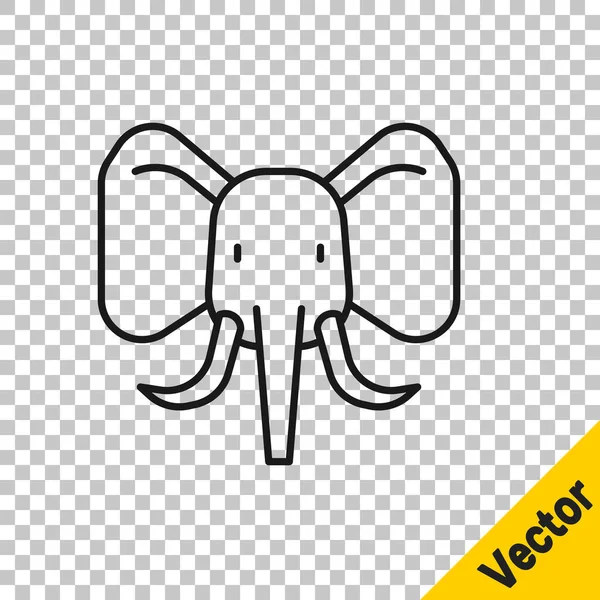 Значок Черная Линия Слона Выделен Прозрачном Фоне Вектор — стоковый вектор