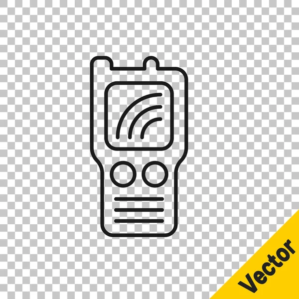 Черная Линия Радио Разговорные Иконки Изолированы Прозрачном Фоне Портативный Значок — стоковый вектор
