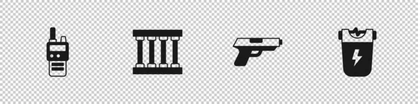 Установите Рацию Тюремное Окно Пистолет Пистолет Значок Полицейского Электрошокера Вектор — стоковый вектор