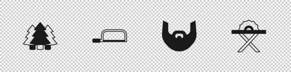 Set Christmas Tree Hacksaw Mustache Beard Electric Circular Icon Vector — Stock Vector
